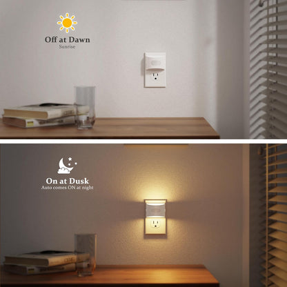 JandCase Night Light, Modern Night Lights Plug into Wall,2 Pack Dusk to Dawn Sensor Nightlight, Amber Brightness Adjustable Nightlight for Kids Bathroom Hallway Kitchen Bedroom Decor