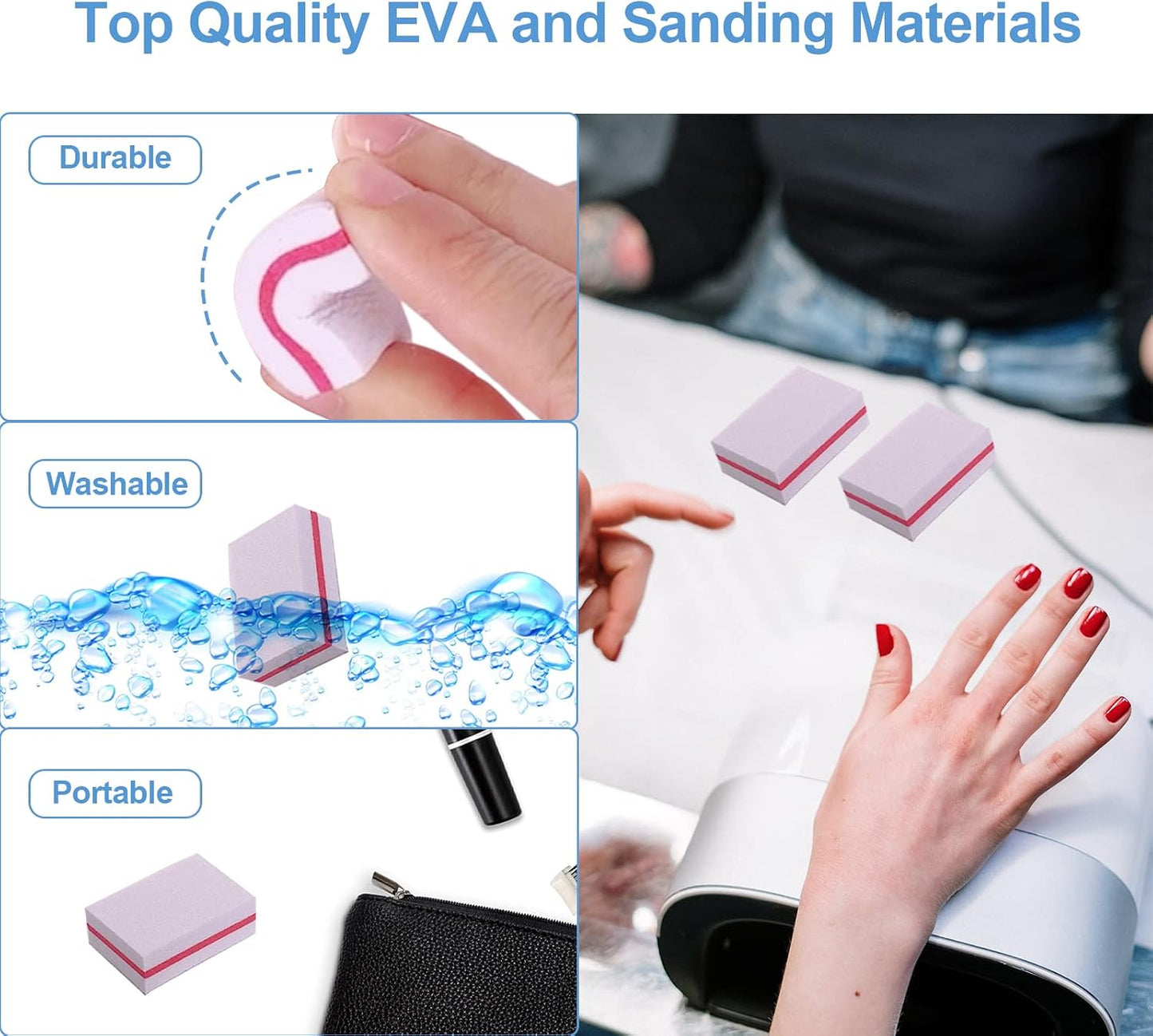 Nail Buffers (50 Pack), Mini Buffer Block Nail File for Acrylic Nails and Natural Nails, 100/180 Grit Nail Buffer Block Bulk Buffing Blocks for Nail Buff Professional Manicure File Blocks Set Pink