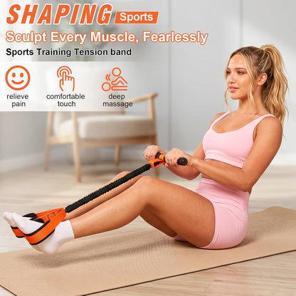 Pedal Resistance Band with Handles for Women, 55LBS Exercise Bands, Thickened Latex Tube, Non-Slip Foot Pedal, Full Body Workout Equipment for Abs/Core/Waist/Leg/Glutes/Arm Strength Training