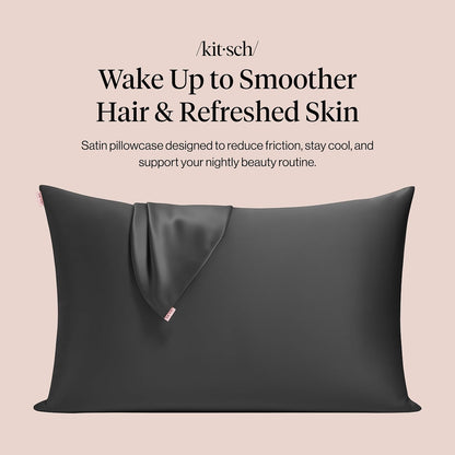Kitsch Satin Pillowcase with Zipper for Hair & Skin - Softer Than Silk Pillow Cases, Smooth Cooling Satin Pillow Case, Wrinkle-Free, Machine Washable - Pillow Cases Standard Size (19x26) - Blush