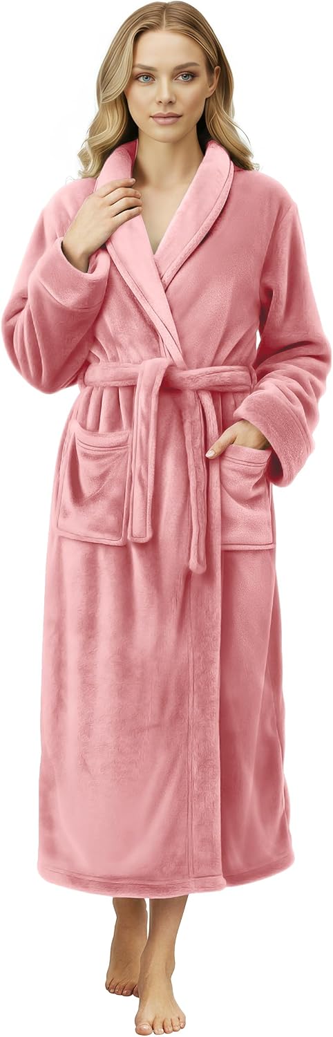 NY Threads Premium Womens Robe, Plush Fleece Long Bath Robe for Women, Fluffy Soft Women's Bathrobe