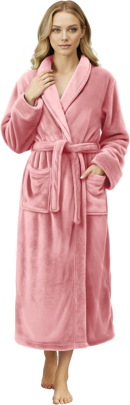 NY Threads Premium Womens Robe, Plush Fleece Long Bath Robe for Women, Fluffy Soft Women's Bathrobe