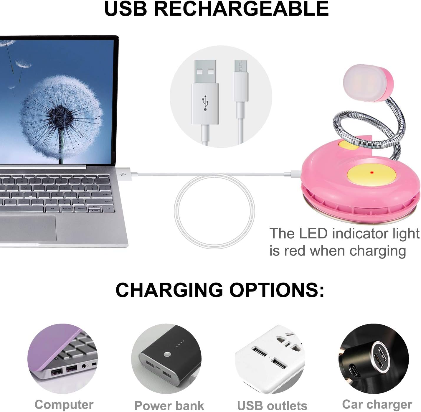 LUXSWAY Rechargeable Reading Book Light for Kids,LED Reading Lights for Books in Bed,Amber Book Light with Magnetic,Flexible Gooseneck,Cute Bookmark Lights for Bookworms-Orange