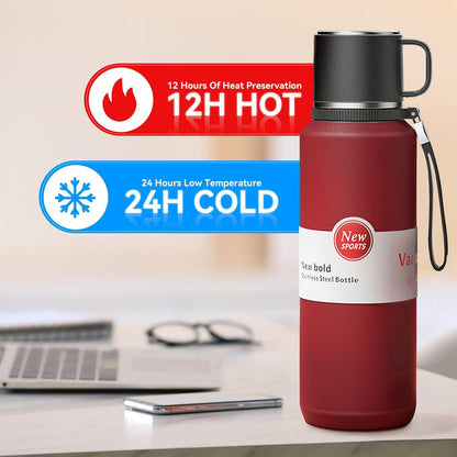 Stainless Steel Insulated Tea Infuser Bottle, Vacuum Insulated Water Bottle, Tea Tumbler with Separate Tea Compartment, 24-Hrs Insulation Commute Travel (White,32oz/1000ml)