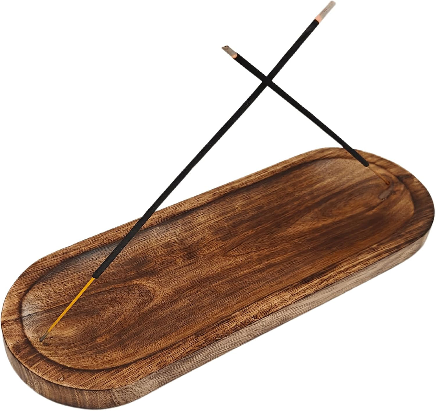 VANIYA CRAFTS® Wooden Handmade Tree of Life Design Boat Shape Incense Holder Stand Insence Tray for Home Decor Restaurant (11X4, Natural Black)
