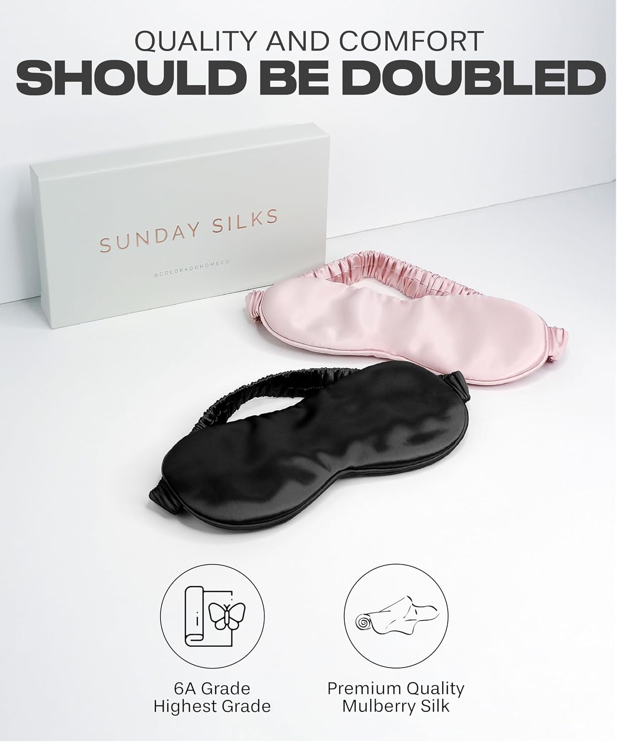 SUNDAYSILKS™ | Adjustable Silk Sleep Mask for Side Sleeper | Cloud-Like Comfort, Weighted for Deep Sleep | Soft Sleep Face Mask for Women & Men, Full Blackout, Cooling Silk Eye Mask for Sleeping