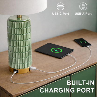 PoKat Touch Bedside Table Lamps with 2 USB for Bedroom Living Room, 25''