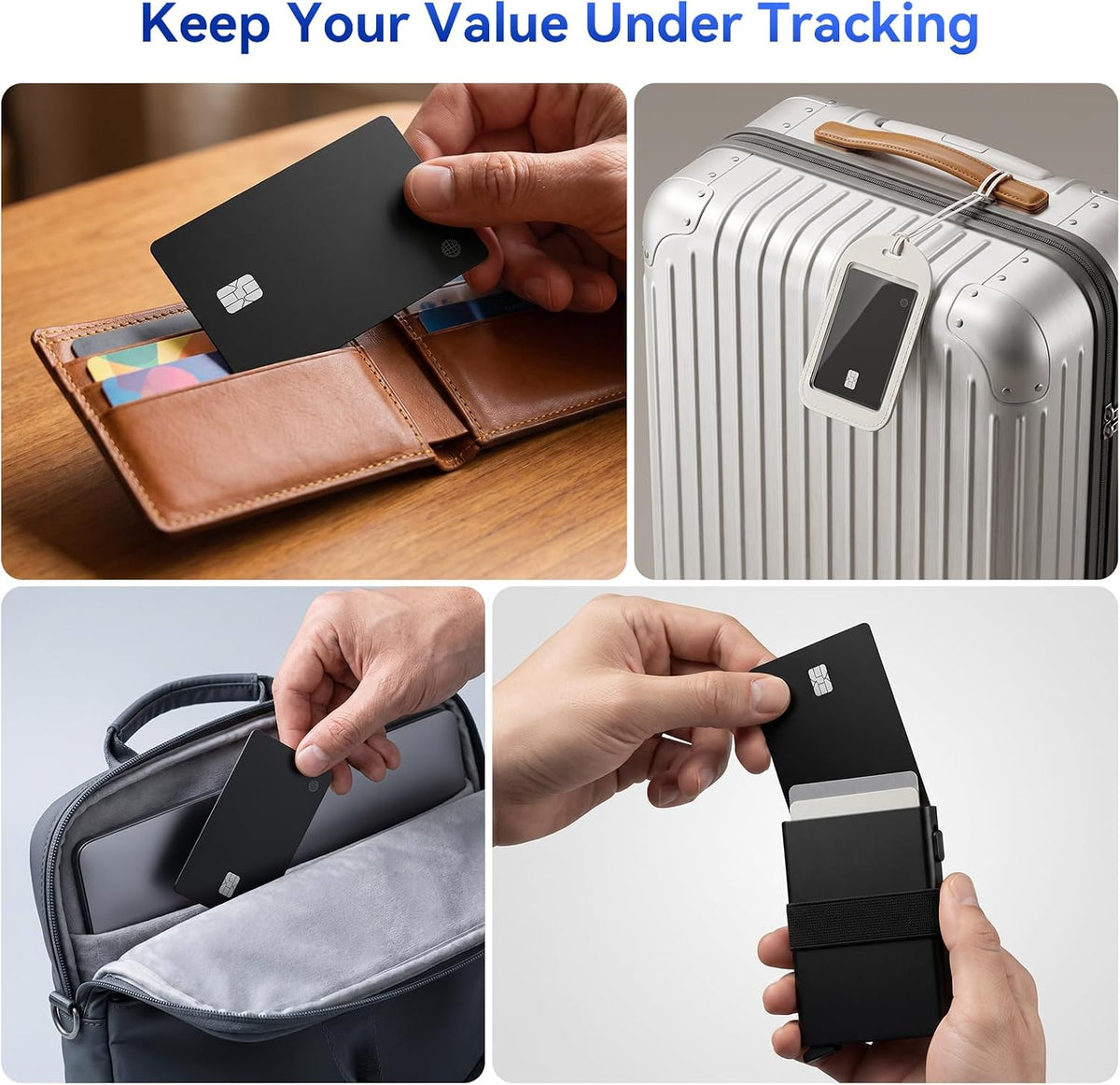 eirix 2 Pack Wallet Tracker Card (iOS and Android) Ultra Slim 0.07in IP68 Waterproof Rechargeable Work with Apple Find My & Google Find Hub, Item Locator for Card Holder,Passports,Money Clips