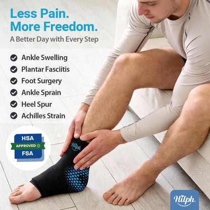 Hilph Foot Ankle Ice Pack Sleeve for Plantar Fasciitis Relief with Massage Ball, FSA Eligible Cold Therapy Wrap with Double Gel for Achilles Tendonitis, Heel Spur, Swelling, Sore Feet Pain Relief