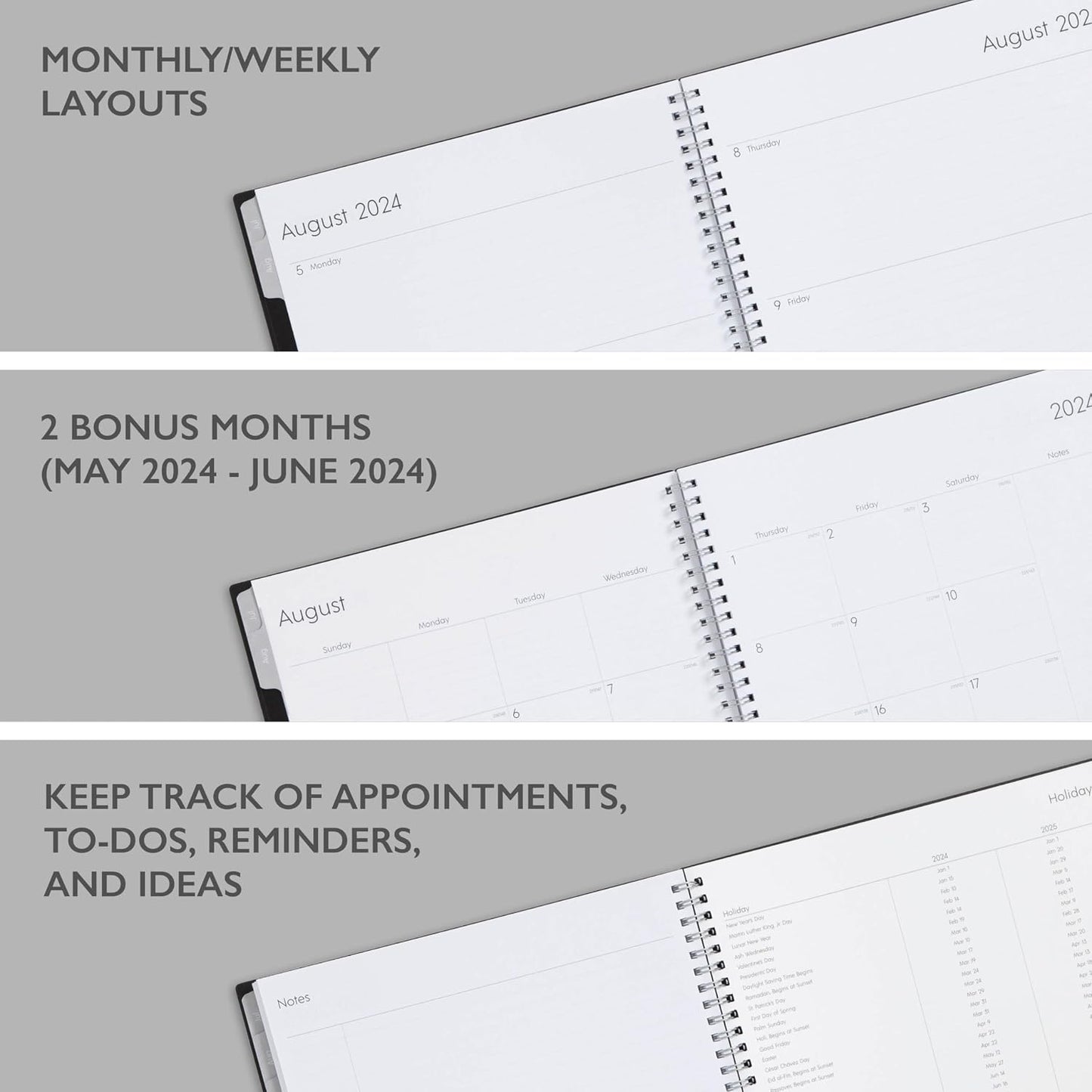 Blue Sky 2026-2027 Weekly and Monthly Academic Year Planner Calendar, July 2026 - June 2027, 8.5" x 11", Flexible Cover, Wirebound, Laminated Tabs, Enterprise