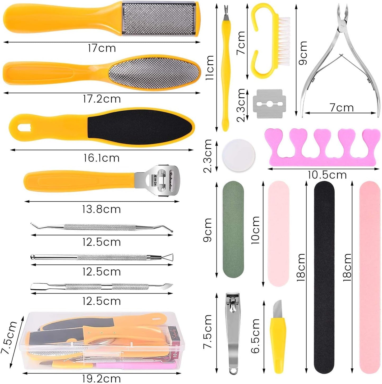 Professional Foot Care Kit, 30-Piece Pedicure Set with Foot File, Callus Shaver, Hard Skin Remover (Pink)