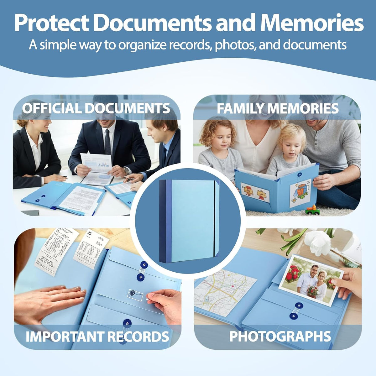 The Life Book Document Organizer - Binder for Important Documents, The Folio in Case I Die Binder, Family Emergency Planner, End of Lifeorganizer Paper File Folio Organizer with Labels(Blue)