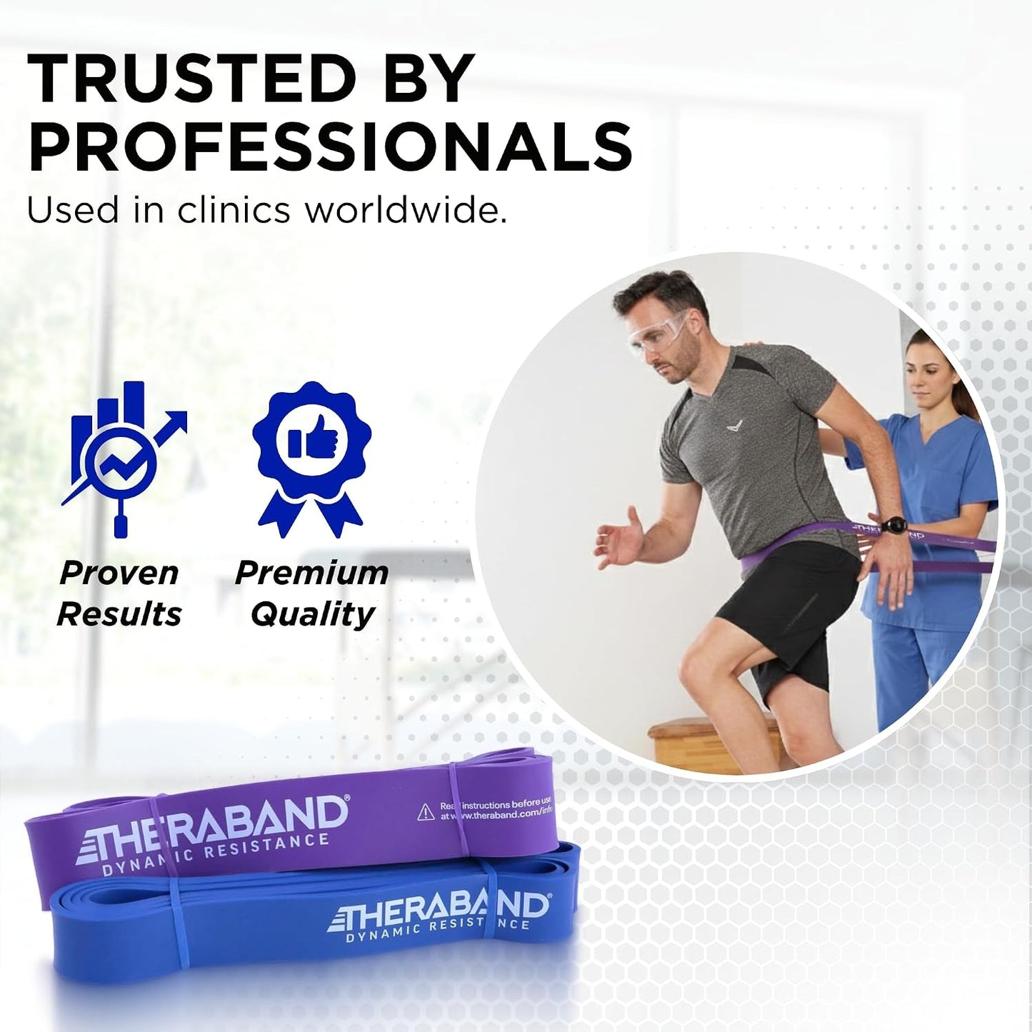 THERABAND High Resistance Band Set of 2, Light and Medium Loop, 15-25 lb