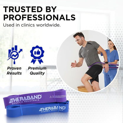 THERABAND High Resistance Band Set of 2, Light and Medium Loop, 15-25 lb