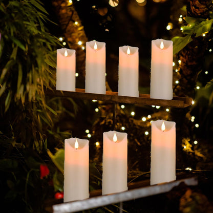 2PACK Outdoor Plastic flameless Candles with Remote Control and Timer, LED Flickering Battery Operated Electric Pillar Candles (D3 xH5.5) for Camping, Weddings, Home Decoration
