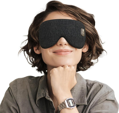 Silk Cordless Heated Eye Mask, Compress Heating Pad for Dry Eye Stye Eye Strain, Electric Warm Eye Mask for Airplane Sleeping, Blackout Eye Mask for Travel, Idea for Women/Men (Silk-Grey)