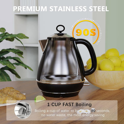 Evoloop 1.7L Electric Kettles, BPA Free Tea Kettle, Hot Water Boiler Heater, Stainless Steel Teapot, Auto Shut-Off & Boil-Dry Protection, 120V/1500W