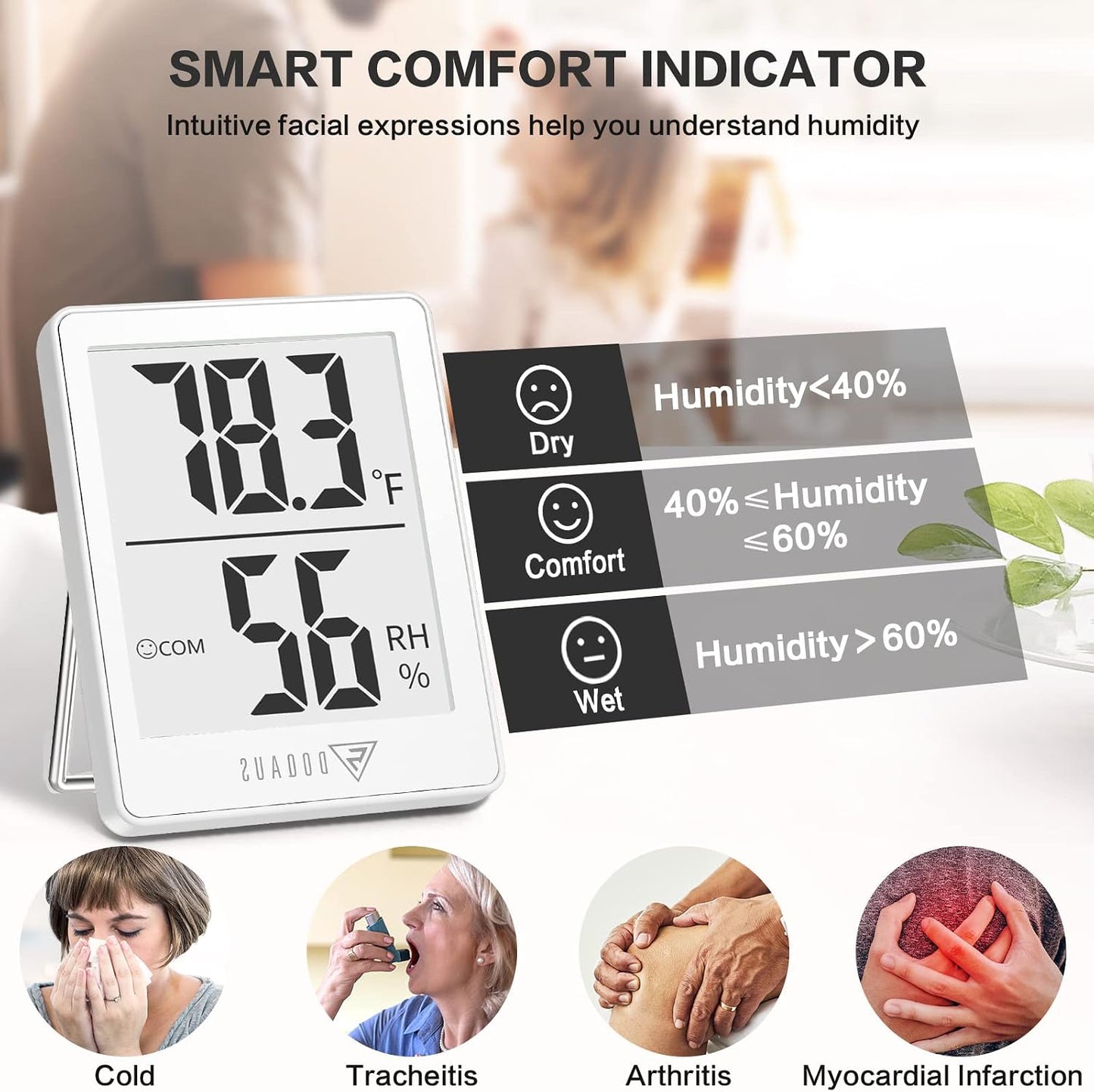 DOQAUS Digital Hygrometer Indoor Thermometer Humidity Meter Room Thermometer with 5s Fast Refresh Accurate Temperature Humidity Monitor for Home, Bedroom, Baby Room, Office, Greenhouse, Cellar (Black)