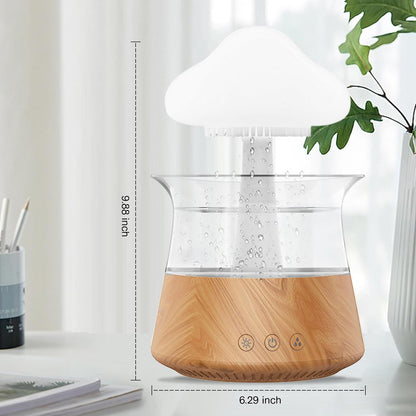 Rain Cloud Humidifier Water Drip - Mushroom Aroma Diffuser, Essential Oil Diffusers, 300ml White Noise Aromatherapy Diffusers with 7 Colors Cloud Lights for Home, Large Room, Office - White