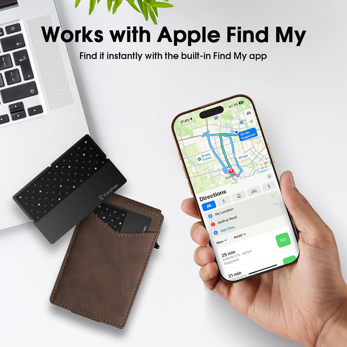 2026[Apple MFi Certified] Bluetooth Tracker Smart Card for Apple Find My iPhone Ultra-Thin Wallet GPS Tracker, 5-10 Years Battery, IP68 Waterproof Item Finder for Wallet, Bag, Luggage