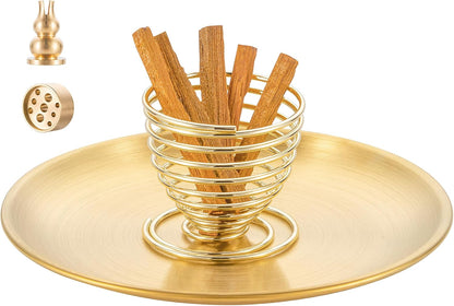 3 in 1 Brass Gourd Incense Burner Sticks Cones Coils Ash Catcher Home Decor