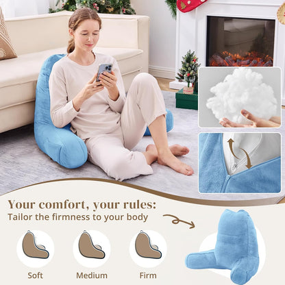 Sasttie Reading Pillows for Sitting in Bed Adult, Back Pillow Bed Sitting Up, Back-Rest Support Cushion for Sit Up on Couch, Sofa, and Floor, Dorm Essentials, Oeko-Tex Certified, Dark Grey