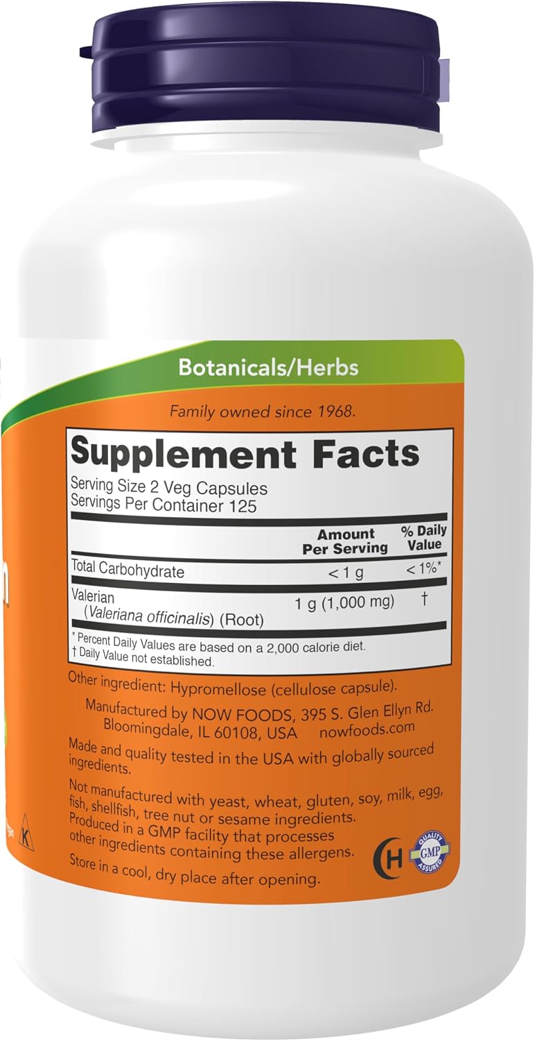 NOW Supplements, Valerian Root (Valeriana officinalis) 500 mg, 250 Veg Caps