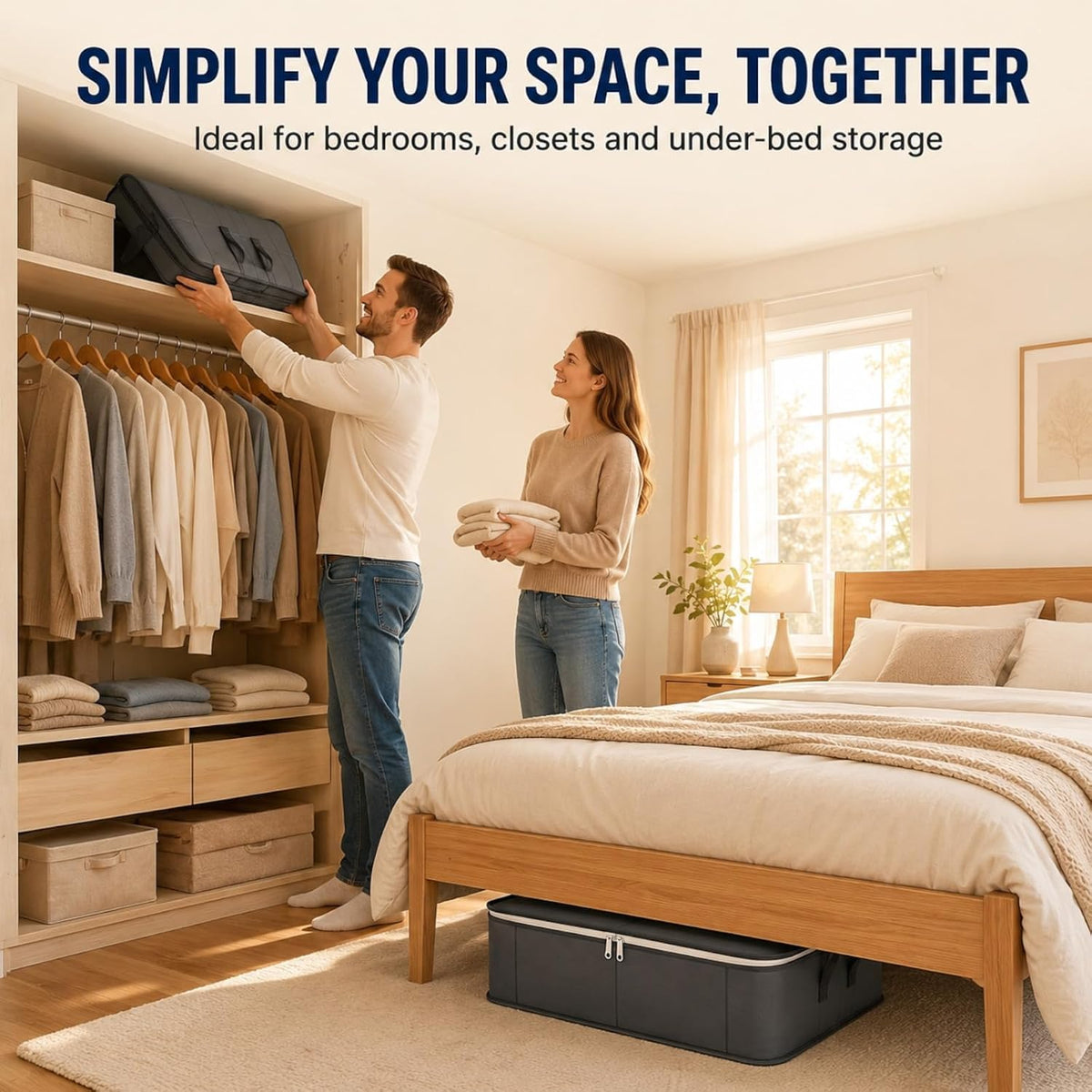 220L Spacious Moving Storage Bin with Reinforced Handles & Zipper, XXL Foldable Fabric Storage Bag for Bedding, Clothes, Quilts, Comforters, Closet Organization & Moving (XXL: 23.6x19.7x27.6 in,3)