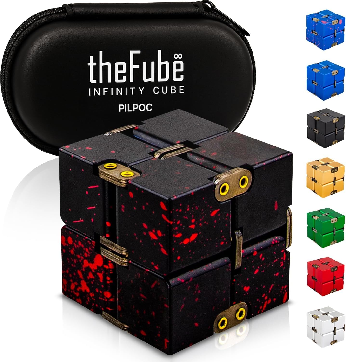 PILPOC theFube Fidget Cube, 6-Sided Stress Relief Infinity Cube for Adults & Kids, Boosts Concentration, Mindfulness Aid, Silent & Audible Modes, Stocking Suffers for Boys, Kids and Adults (Midnight)