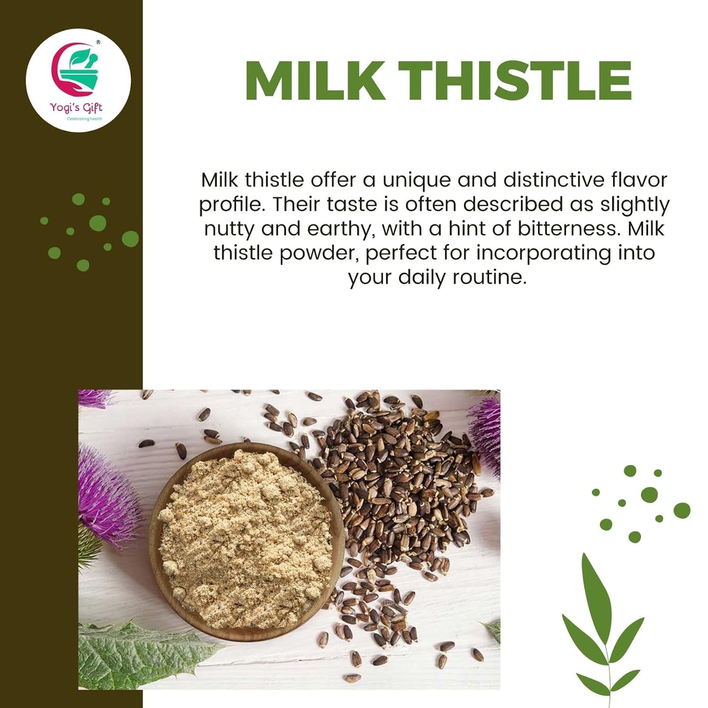 Milk Thistle Seeds 1 LB (Whole) | Whole Milk Thistle For Tea | By Yogi's Gift®