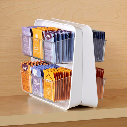 YouCopia TeaStand Tea Bag Organizer with Clear Removable Bins, Cabinet or Pantry Storage Caddy, 80-Bag
