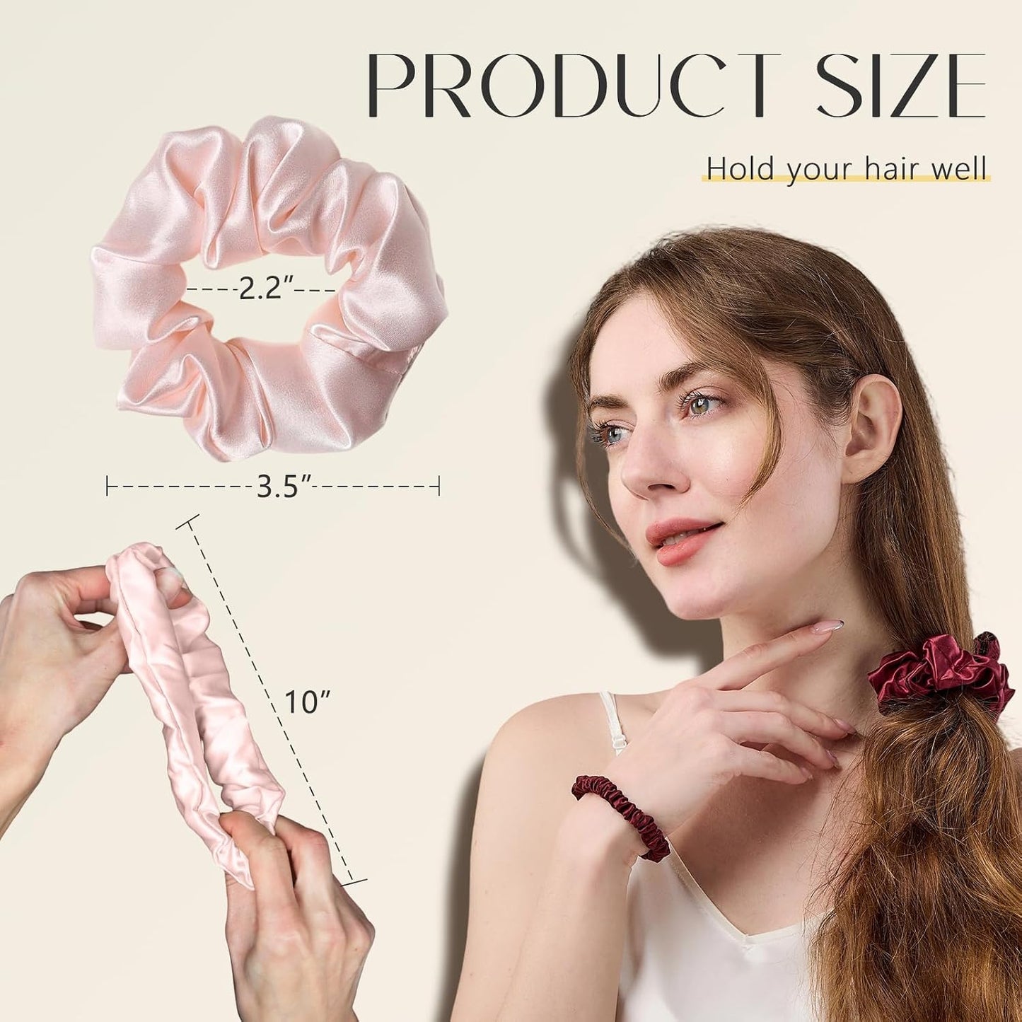 ZIMASILK 100% Mulberry Silk Hair Scrunchies, Best For Women And Girls’ Hair 19 Momme Elastic Hair Bands for Ponytail Holder Gentle And No hurt (3 Pack, Black)