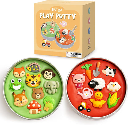 2 Pack Therapy Putty for Kids – Farm & Forest Theme Sensory Putty with Medium and Soft Resistance, Occupational Therapy Putty for Hand Exercises, Fine Motor Skills, Autism Sensory Play