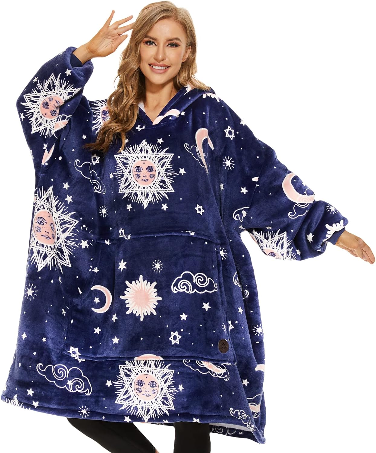 THREE POODLE Wearable Blanket Hoodie for Women, Oversized Sherpa Sweatshirt Blanket for Adults Men, Cozy Hooded Blankets, Gifts for Teen Girls Women Mom Sister