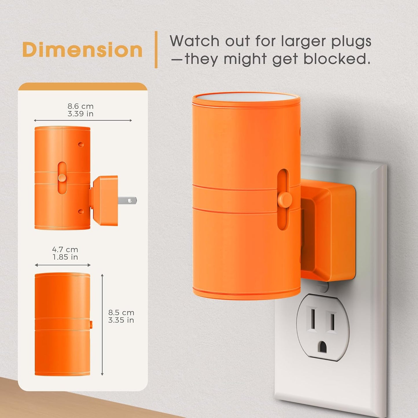 Briignite Night Lights Plug into Wall, Modern LED Night Light Plug in, Dusk to Dawn Sensor,Amber Night Light 0-100LM Adjustable Brightness, Dimmable NightLight for Hallway, Bedroom, Stairway, 2 Pack
