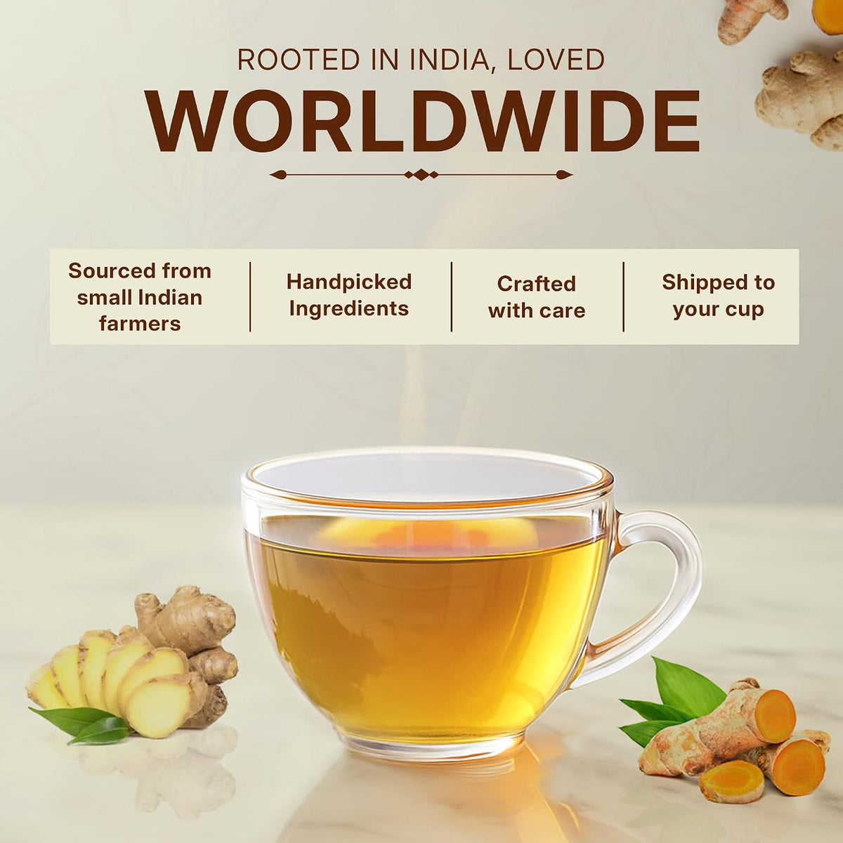 Turmeric Ginger Herbal Tea 200gm/7oz, Natural Herbal Infusion, 100 Tea Bags