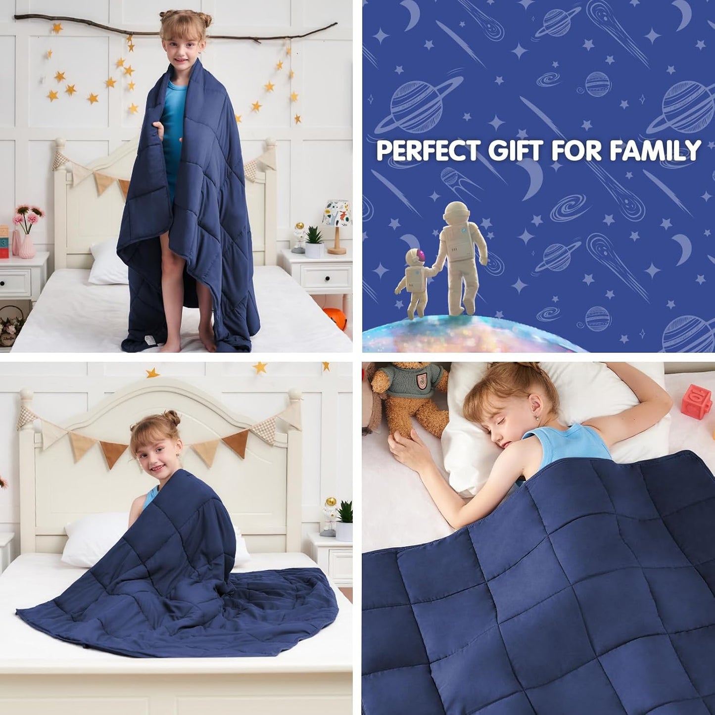 Weighted Lap Blanket for Adults 5lbs, 24"x29" Cooling Heavy Throw Blanket, Portable Travel Weighted Blankets, Soft Small Blankets Gift for Sleeping, Navy Blue