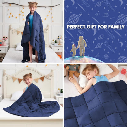 Weighted Lap Blanket for Adults 5lbs, 24"x29" Cooling Heavy Throw Blanket, Portable Travel Weighted Blankets, Soft Small Blankets Gift for Sleeping, Navy Blue