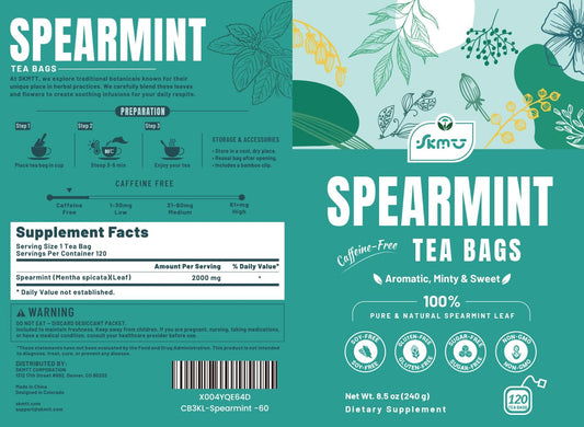 Spearmint Tea (120 Herbal Tea Bags) | Healthy & Refreshing Mint Tea | Supports Digestion & Wellness, Caffeine - Free, Non-GMO