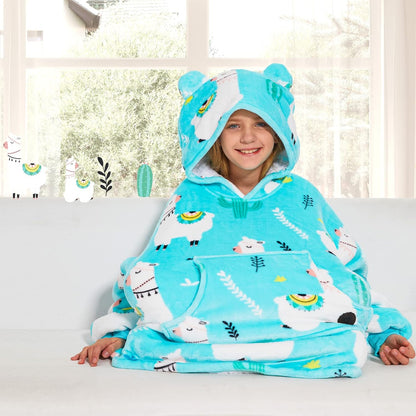 THREE POODLE Wearable Blanket Hoodie for Women, Oversized Sherpa Sweatshirt Blanket for Adults Men, Cozy Hooded Blankets, Gifts for Teen Girls Women Mom Sister