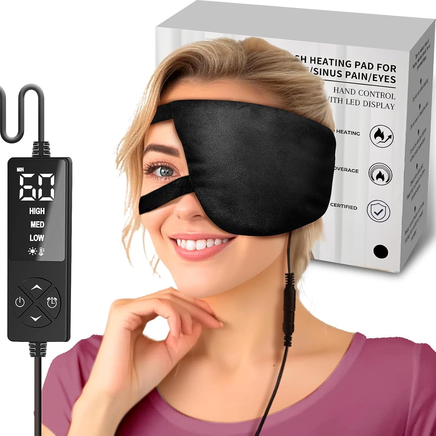 Single Eye Compress Moist Heat for Stye Eye Treatment, Electric Eye Heating Pad Hot Chalazion Eye Compress Heated Eye Patch Mask for One Eye Stye Blepharitis Cure Dry Eyes Relief