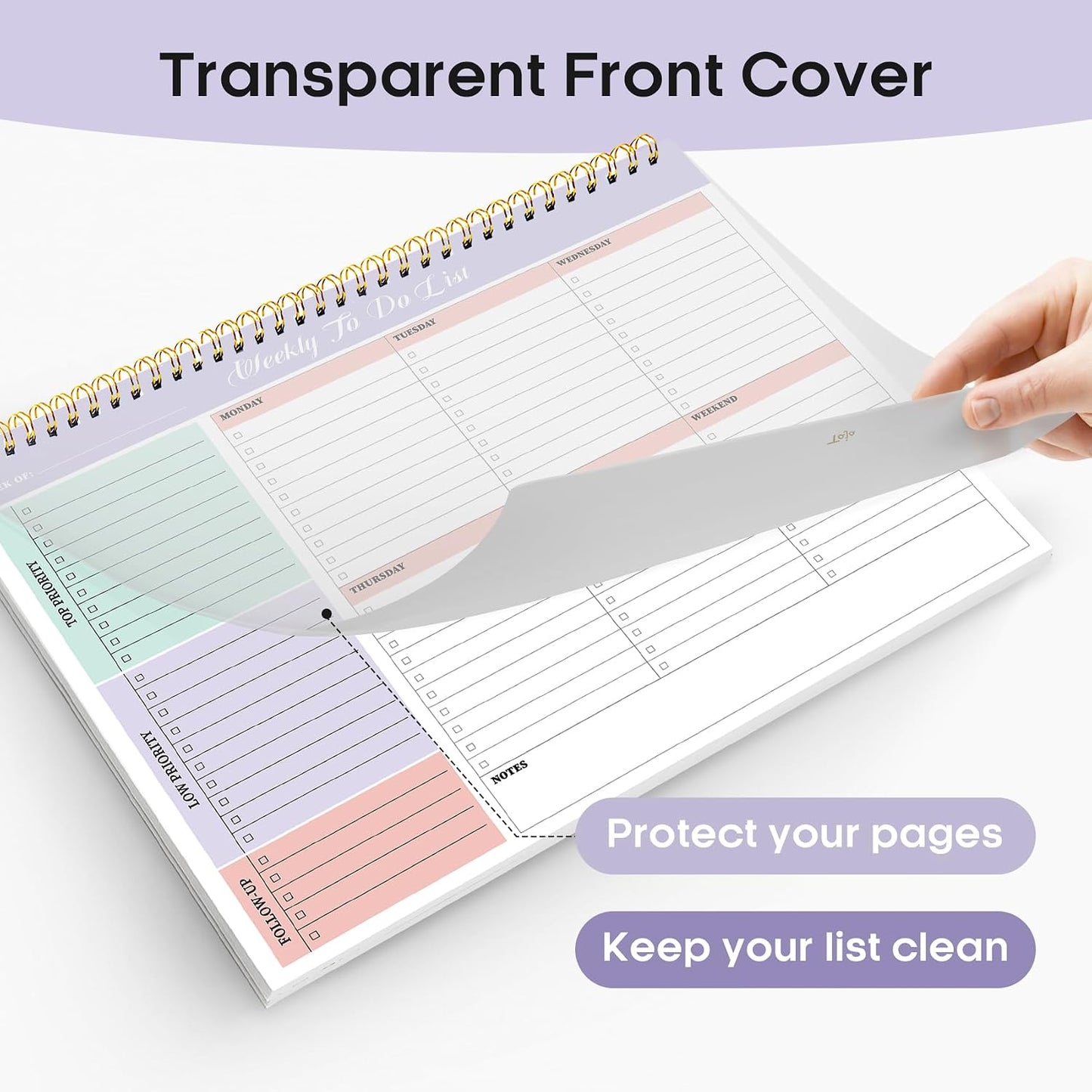 Taja Weekly To Do List Notepad, Undated Weekly Planner Pad, 8.5" x 11"