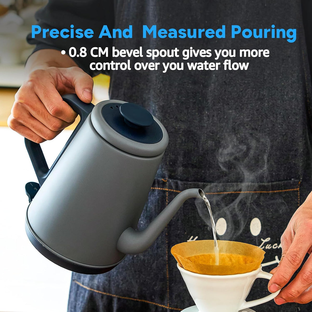DmofwHi Gooseneck Electric Kettle(1.0L), 100% Stainless Steel BPA Free Classic Pour Over Coffee Kettle | Tea Kettle - Green