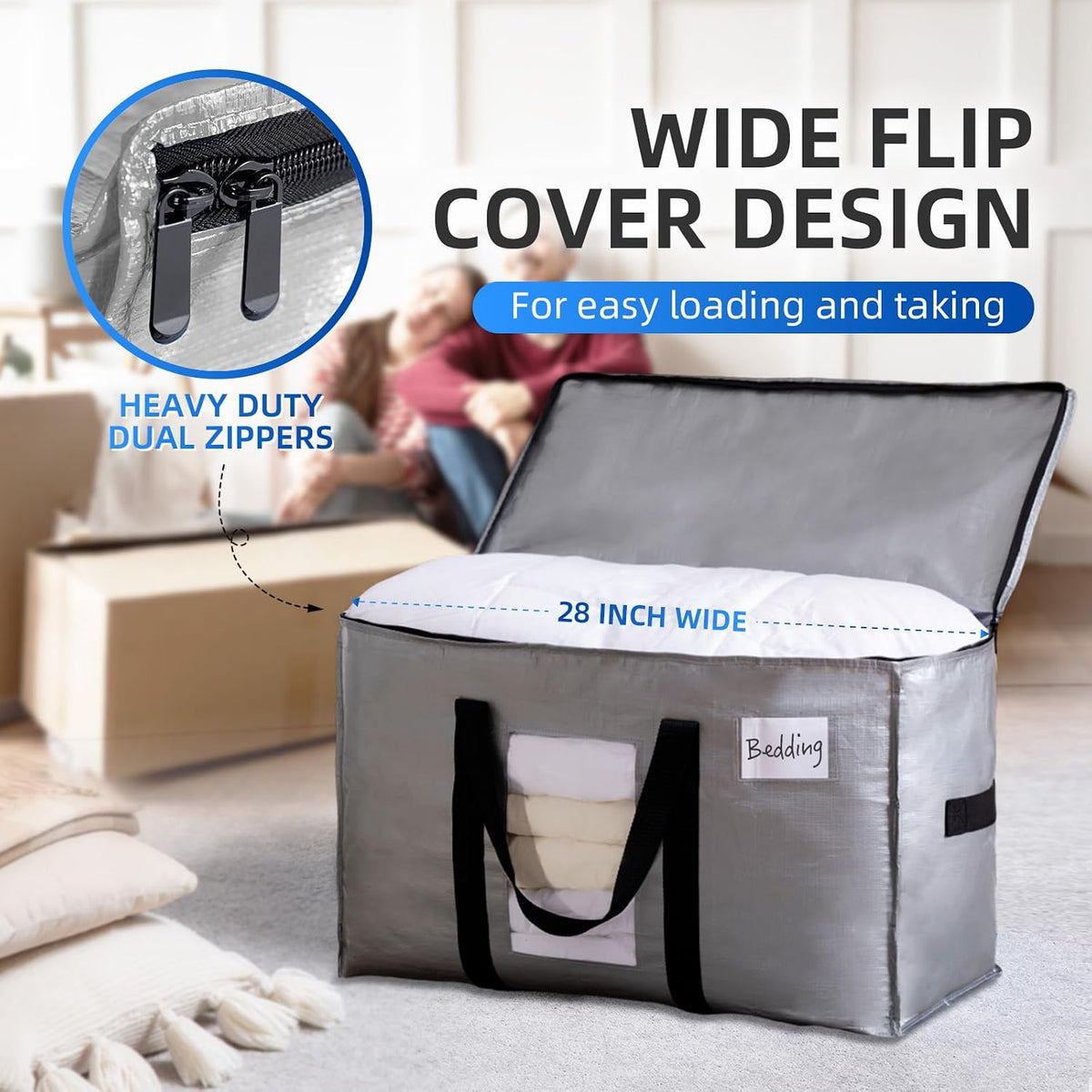 TAILI Blue Extra Large Moving Bags,Storage Bags with Visible Window
