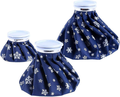 Ice Bags for Injuries Reusable: Ohuhu 3 Packs Ice Cold Packs with Wrap Ice Bag Hot Water Hot & Cold Therapy Pain Relief for Knee Leg Injury No-Leak Waterproof Ice Bags 3 Sizes 6"/9"/11", Blue