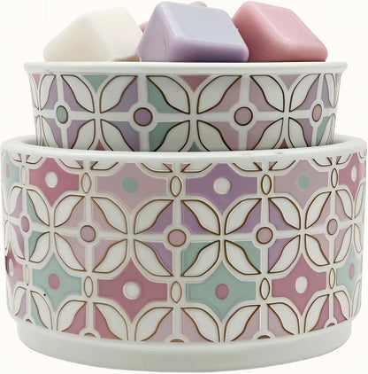 NAFANG Blue & White Porcelain Pattern Wax Melt Warmer,Ceramic 3-in-1 Electric Candle Wax Warmer for Scented Wax Melter Oil Burner for Home Office Bedroom Gift & Decor (with KD Iron Shelf)