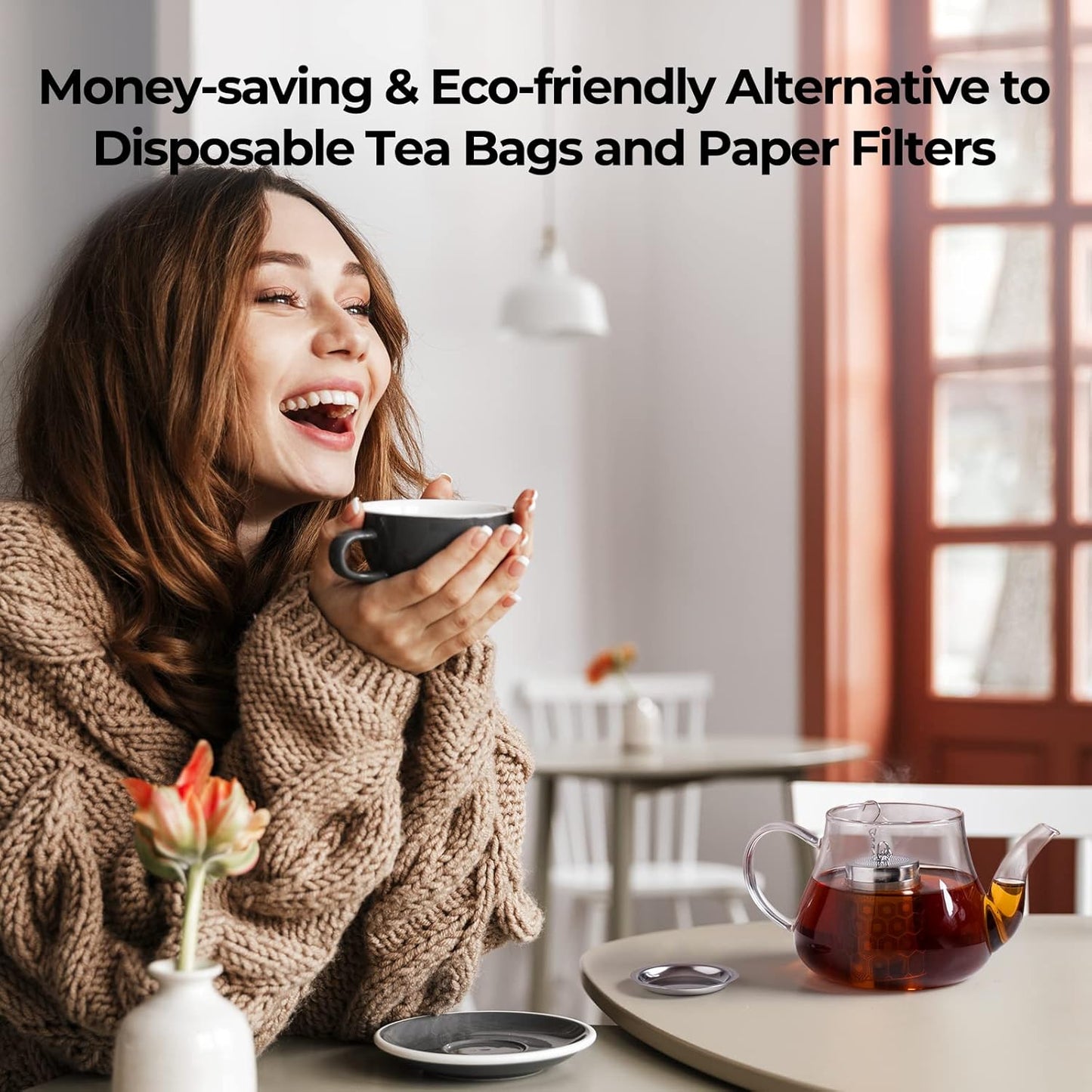 Reinmoson Large Tea Infuser for Loose Tea & Spice Infuser for Cooking, Extra Fine Mesh Tea Strainers, 304 Stainless Steel Loose Leaf Tea Steeper for Black Tea, Rooibos, etc