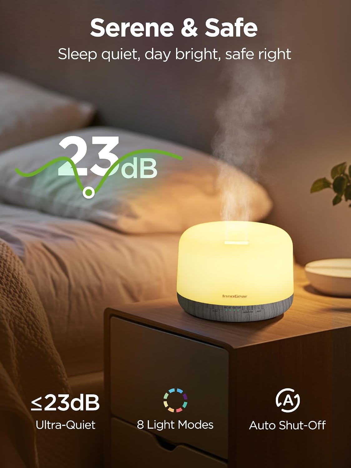 InnoGear Aromatherapy Diffuser & 10 Essential Oils Set, 500ml Essential Oil Diffuser with Remote Control Mother's Gift Ultrasonic Cool Mist Scent Humidifier Vaporizer Auto-Off Timer for Home, Yellow