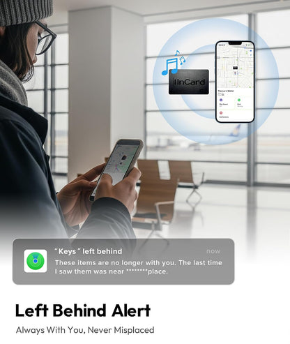 Incard Wallet Tracker Card,Certified by Apple Find My & Goole’s Find Hub Bluetooth Tracker, 1.7mm Wallet Finder, IP68 Waterproof Smart Card,5 Years Battery Life Item Finder for Passport-1PCS