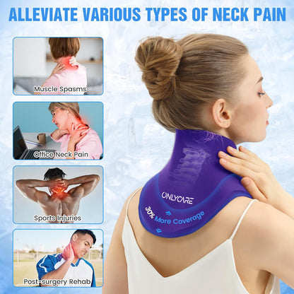 ONLYCARE Neck Ice Pack Wrap Gel - Upgraded Ice Packs for Neck Reusable, Hot and Cold Compress, Relief of Pain, Swelling, Sprains, Office Pressure